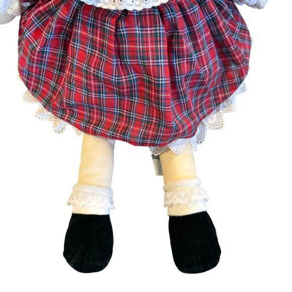 Vtg 1990 Eden 20" Madeline Cloth Doll, Red Paid Dress, Black Hat & Appendix Scar - Picture 3 of 8